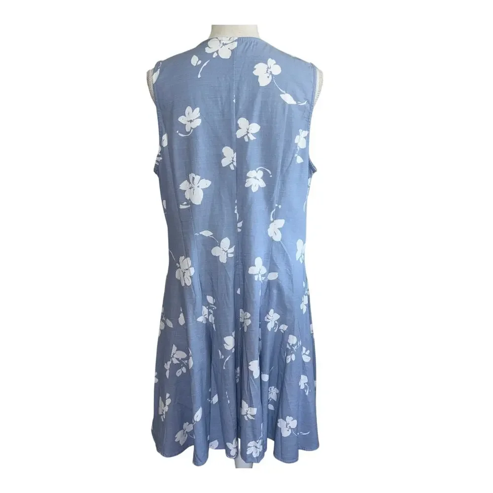 New Universal Thread Women's Blue and White Floral Button-Front Mini Sundress XL